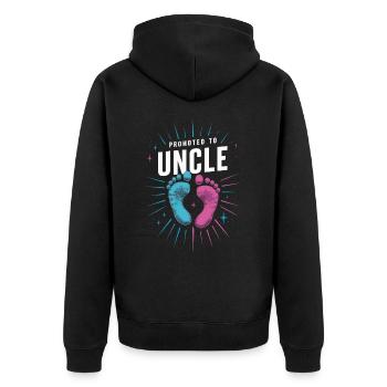 Uncle Fmilie Great-Uncle Uncle - Unisex Premium Organic Zip Hoodie - black - Back - Nico (187cm)