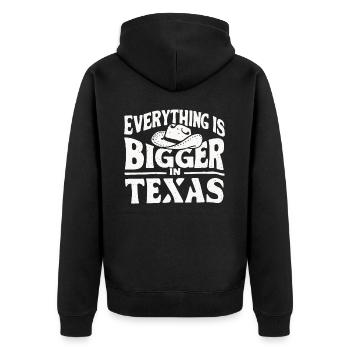 Texas State Texans Texas - Unisex Premium Organic Zip Hoodie - black - Back - Nico (187cm)