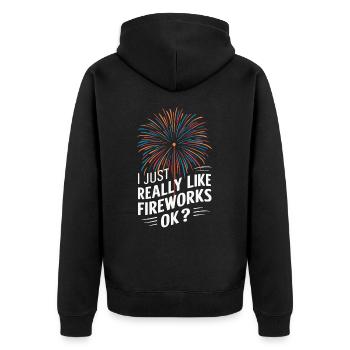 Pyrotechnics Fireworks Pyrotechnics - Unisex Premium Organic Zip Hoodie - black - Back - Nico (187cm)