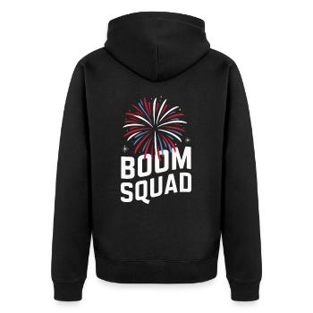 Pyrotechniker Feuerwerk Pyrotechnik - Unisex Premium Bio Zip Hoodie - Schwarz - Hinten - Nico (187cm)