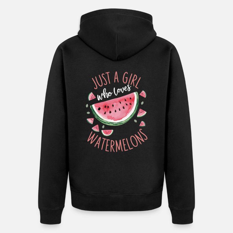 Pastèque, melon, fruit - Veste à capuche bio Premium Unisexe - noir