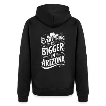 Arizona USA Amerika - Unisex Premium Bio Zip Hoodie - Schwarz - Hinten - Nico (187cm)