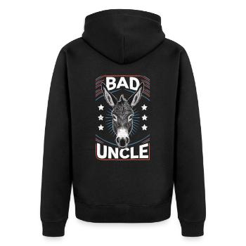 Uncle Fmilie Great-Uncle Uncle - Unisex Premium Organic Zip Hoodie - black - Back - Nico (187cm)