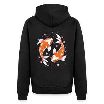 Koi Fisch Karpfen Japan China Fische - Unisex Premium Bio Zip Hoodie - Schwarz - Hinten - Nico (187cm)