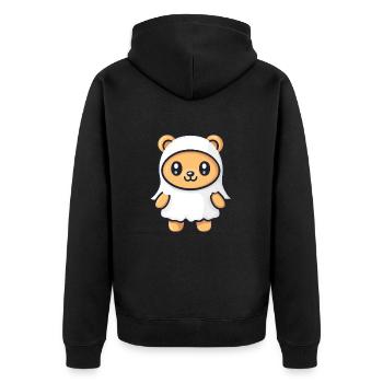 Bär Halloween Comic Geist - Unisex Premium Bio Zip Hoodie - Schwarz - Hinten - Nico (187cm)