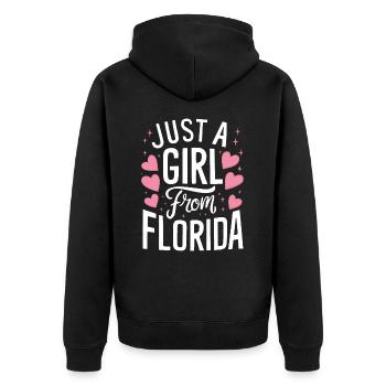 Florida USA America Seed - Unisex Premium Organic Zip Hoodie - black - Back - Nico (187cm)
