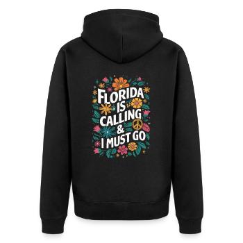 Florida USA America Seed - Unisex Premium Organic Zip Hoodie - black - Back - Nico (187cm)