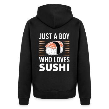 Sushi Japanisches Essen Maki Sushi Kawaii - Unisex Premium Bio Zip Hoodie - Schwarz - Hinten - Nico (187cm)
