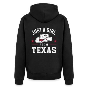 Texas State Texans Texas - Unisex Premium Organic Zip Hoodie - black - Back - Nico (187cm)