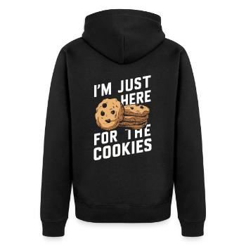 Cookies Cookie Keks Kekse Schokolade - Unisex Premium Bio Zip Hoodie - Schwarz - Hinten - Nico (187cm)