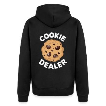 Cookies Cookie Keks Kekse Schokolade - Unisex Premium Bio Zip Hoodie - Schwarz - Hinten - Nico (187cm)