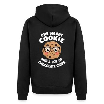 Cookies Cookie Keks Kekse Schokolade - Unisex Premium Bio Zip Hoodie - Schwarz - Hinten - Nico (187cm)