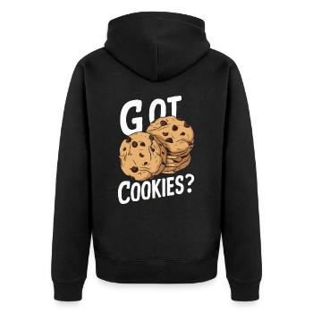 Cookies Cookie Keks Kekse Schokolade - Unisex Premium Bio Zip Hoodie - Schwarz - Hinten - Nico (187cm)