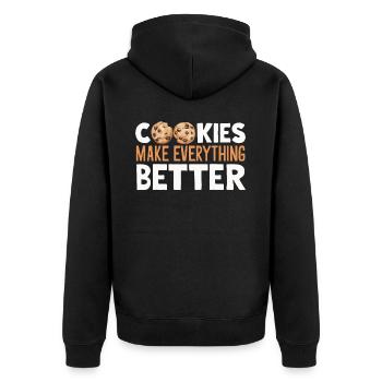 Cookies Cookie Keks Kekse Schokolade - Unisex Premium Bio Zip Hoodie - Schwarz - Hinten - Nico (187cm)
