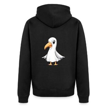 Pélican oiseau Halloween bande dessinée fantôme - Veste à capuche bio Premium Unisexe - noir - Dos - Nico (187cm)