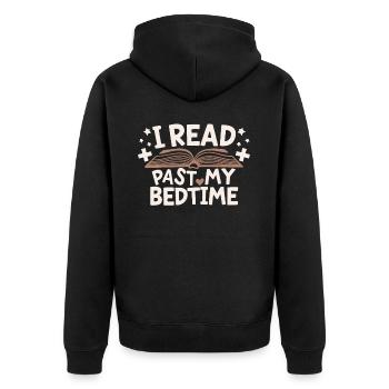 Bücher Buch lesen Bücherei Bibliothek Bücherwurm - Unisex Premium Bio Zip Hoodie - Schwarz - Hinten - Nico (187cm)