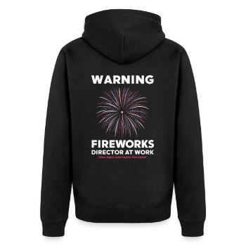 Pyrotechniker Feuerwerk Pyrotechnik - Unisex Premium Bio Zip Hoodie - Schwarz - Hinten - Nico (187cm)