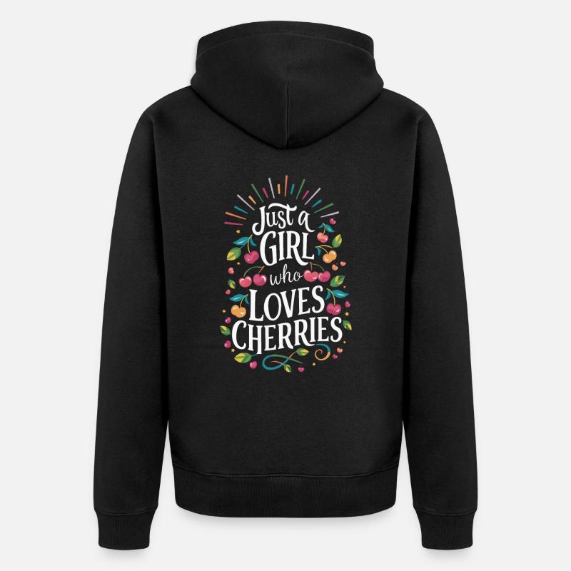 Kirsche Kirschen Früchte Essen - Unisex Premium Bio Zip Hoodie - Schwarz