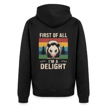 Opossum Possum Animal - Unisex Premium Organic Zip Hoodie - black - Back - Nico (187cm)