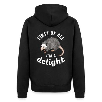 Opossum Possum Animal - Unisex Premium Organic Zip Hoodie - black - Back - Nico (187cm)