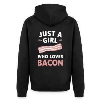 Bacon Frühstück Speck - Unisex Premium Bio Zip Hoodie - Schwarz - Hinten - Nico (187cm)