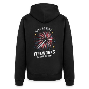 Pyrotechniker Feuerwerk Pyrotechnik - Unisex Premium Bio Zip Hoodie - Schwarz - Hinten - Nico (187cm)