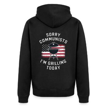 Grill Grillen Griller BBQ Barbecue - Unisex Premium Bio Zip Hoodie - Schwarz - Hinten - Nico (187cm)