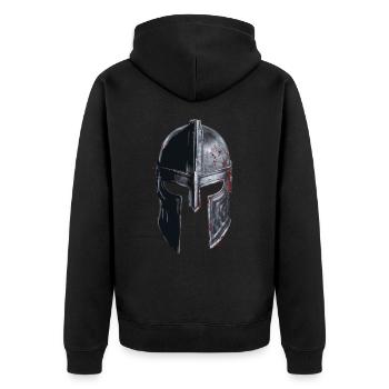 Kreuzritter Tempelritter Mittelalter - Unisex Premium Bio Zip Hoodie - Schwarz - Hinten - Nico (187cm)
