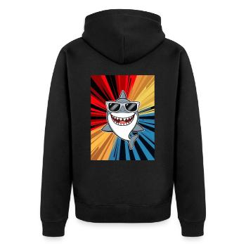 Hai Ozean Tigerhai Tier Fisch - Unisex Premium Bio Zip Hoodie - Schwarz - Hinten - Nico (187cm)