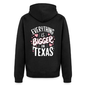 Texas State Texans Texas - Unisex Premium Organic Zip Hoodie - black - Back - Nico (187cm)