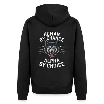 Wolf Wölfe Tier Jaulen - Unisex Premium Bio Zip Hoodie - Schwarz - Hinten - Nico (187cm)