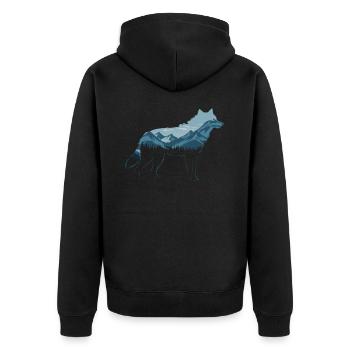Wolf Wölfe Tier Jaulen - Unisex Premium Bio Zip Hoodie - Schwarz - Hinten - Nico (187cm)