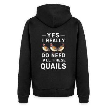 Quail Bird Quails - Unisex Premium Organic Zip Hoodie - black - Back - Nico (187cm)