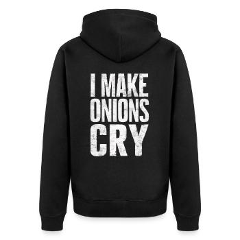 Lustig Sarkasmus sarkastischer Humor Ironie - Unisex Premium Bio Zip Hoodie - Schwarz - Hinten - Nico (187cm)