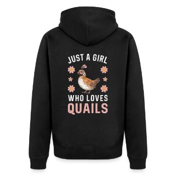Quail Bird Quails - Unisex Premium Organic Zip Hoodie - black - Back - Nico (187cm)