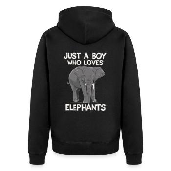 Elefant Tier Elefanten Zoo - Unisex Premium Bio Zip Hoodie - Schwarz - Hinten - Nico (187cm)