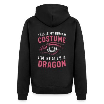 Drache Mystisch Drachen Fantasie - Unisex Premium Bio Zip Hoodie - Schwarz - Hinten - Nico (187cm)