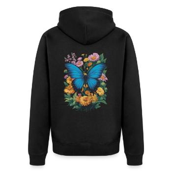 Schmetterling Monarchfalter Bunt Schmetterlinge - Unisex Premium Bio Zip Hoodie - Schwarz - Hinten - Nico (187cm)