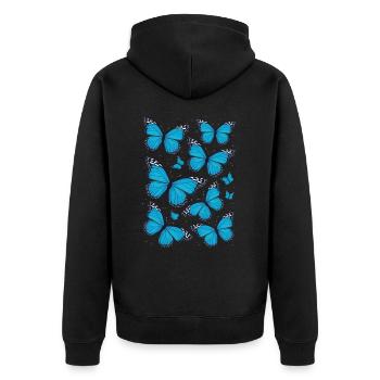 Schmetterling Monarchfalter Bunt Schmetterlinge - Unisex Premium Bio Zip Hoodie - Schwarz - Hinten - Nico (187cm)