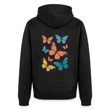 Schmetterling Monarchfalter Bunt Schmetterlinge - Unisex Premium Bio Zip Hoodie - Schwarz - Hinten - Nico (187cm)