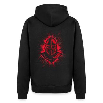 Kreuzritter Tempelritter Mittelalter - Unisex Premium Bio Zip Hoodie - Schwarz - Hinten - Nico (187cm)