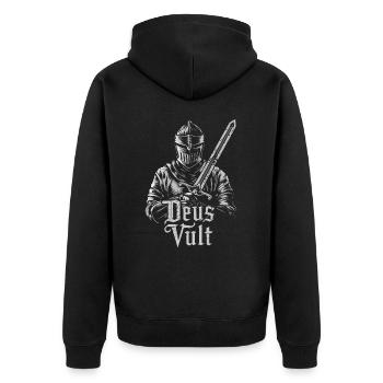 Kreuzritter Tempelritter Mittelalter - Unisex Premium Bio Zip Hoodie - Schwarz - Hinten - Nico (187cm)