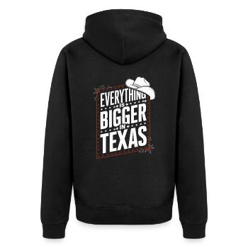 Texas State Texans Texas - Unisex Premium Organic Zip Hoodie - black - Back - Nico (187cm)