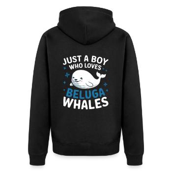 Beluga Whale Ocean Belugas Whales - Unisex Premium Organic Zip Hoodie - black - Back - Nico (187cm)