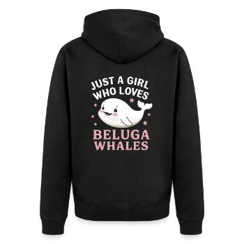 Beluga Whale Ocean Belugas Whales - Unisex Premium Organic Zip Hoodie - black - Back - Nico (187cm)