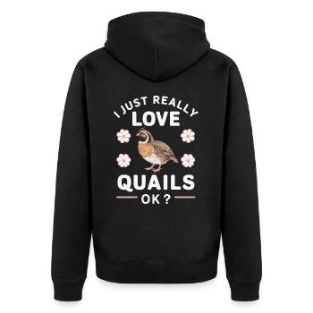Quail Bird Quails - Unisex Premium Organic Zip Hoodie - black - Back - Nico (187cm)