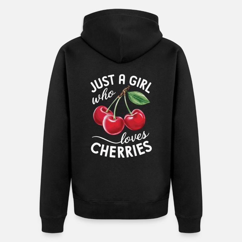 Kirsche Kirschen Früchte Essen - Unisex Premium Bio Zip Hoodie - Schwarz