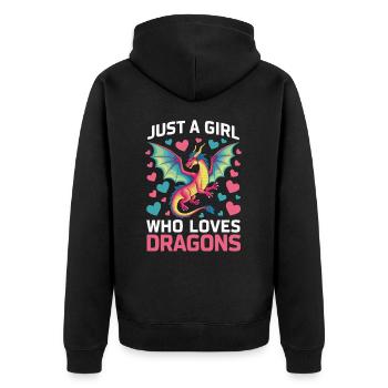Dragon Mystic Dragon Fantasy - Unisex Premium Organic Zip Hoodie - black - Back - Nico (187cm)