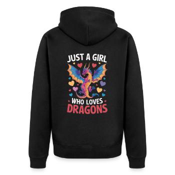 Dragon Mystic Dragon Fantasy - Unisex Premium Organic Zip Hoodie - black - Back - Nico (187cm)