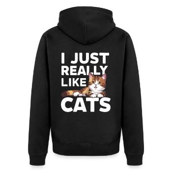 Chat Chats Amoureux Chat Propriétaire Chaton - Veste à capuche bio Premium Unisexe - noir - Dos - Nico (187cm)